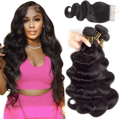 Vista 21 de QTHAIR Extensiones de cabello humano brasileño ondulado de grado 18A #613 con cierre de encaje HD 4x4
