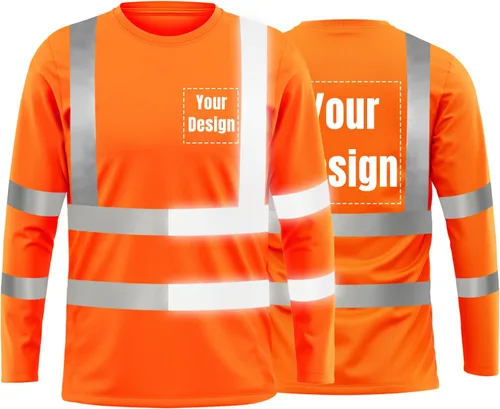 Vista 21 de La alta visibilidad reflexiva de las camisetas de la seguridad del logotipo de encargo Hola Vis de Verde neón