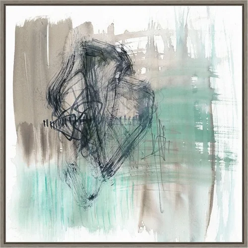Vista 12 de Amanti Art Framed Canvas Wall Art 16x16 Scribble Scrabble II by Jennifer Goldberger, Framed Wall Art Canvas, Abstract Artwork, Traditional Decor
