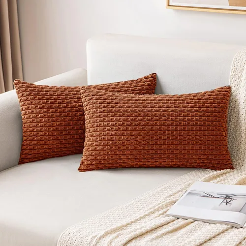 Vista 41 de MIULEE - Juego de 2 fundas decorativas cuadradas para cojines, de pana suave y con estilo campestre bohemio a rayas para decorar hogar, sofá, cama