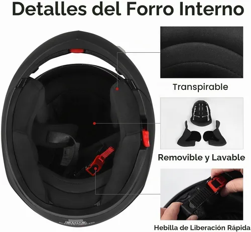 Vista 4 de DOT Approved Modular Flip-Up Dual Visor Motorcycle Full Face Helmet for Adults Men & Women with 2 Removable Visors (1 Clear + 1 Tinted)，Suitable for