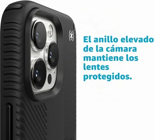 Vista 6 de Speck Presidio2 Grip - Funda antideslizante para iPhone 14 Pro Max (Negro/Negro/Blanco)