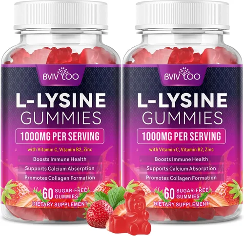 Vista 8 de L-Lisina - Gomitas de 1000 mg para apoyo inmunológico y salud de la piel, gomitas veganas de alta potencia, sin azúcar, sabor a bayas naturales