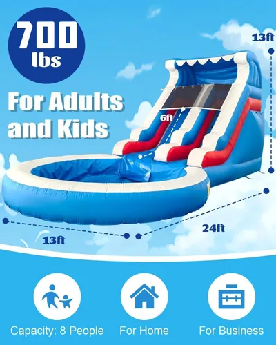 Vista 2 de 24f(L) Inflatable Water Slide, Commercial Grade, for Adults/Kids
