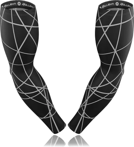 Vista 14 de Millenti Manga de compresión de brazo de enfriamiento – Mangas de recuperación deportiva de protección solar, se enfría cuando está mojado, unisex