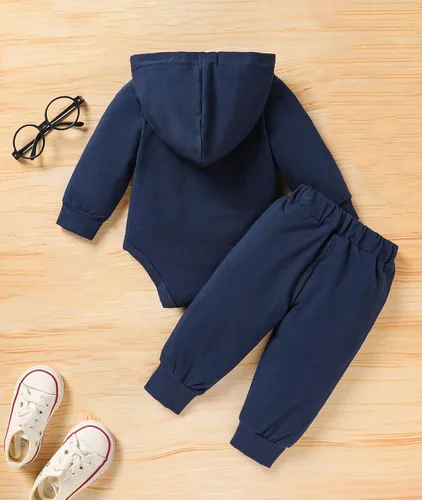 Vista 3 de Viworld Conjunto de ropa de manga larga con capucha y pantalones para otoño e invierno