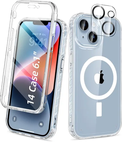 Vista 11 de Funda para iPhone 15 de cuerpo completo, protector de pantalla integrado, con protector de lente de cámara, [antiamarilleamiento], funda protectora