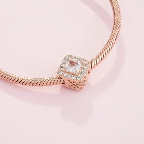 Vista 4 de PANDORA Joyería geométrica brillante circonita cúbica colgante en rosa Metal Circonita cúbica