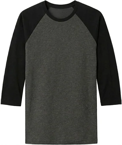 Vista 4 de Camiseta de béisbol raglán para hombre, de algodón, dos tonos, casual, atlética