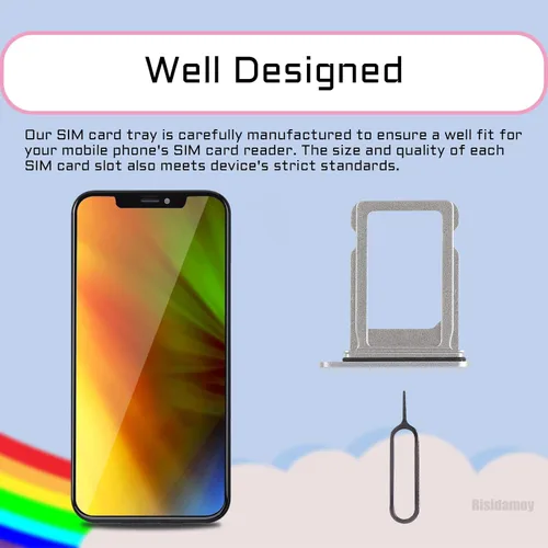 Vista 6 de Para iPhone 13 Plata SIM Ranura Reemplazo Solo SIM Versión Tarjeta Bandeja Soporte Adaptador con Anillo de Goma Impermeable Herramienta