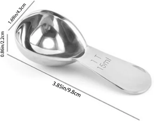 Vista 2 de Cuchara de café Juego de 3 piezas Cuchara medidora de acero inoxidable, cuchara de café 1 cucharada (0.5 fl oz, plata) Adecuado para café molido