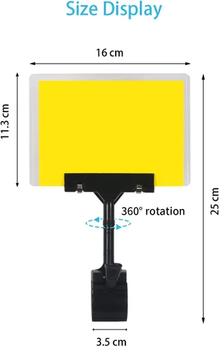 Vista 7 de 5 soportes de plástico ajustables POP para letreros de plástico, clips de exhibición de doble cabeza estilo clip, letrero de reutilización