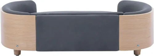 Vista 8 de Cama de terciopelo para perro, sofá para mascotas con patas de madera maciza y respaldo de madera doblada, cojín resistente a las manchas en varios