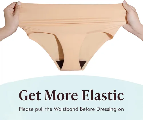 Vista 4 de AIRCUTE Ropa interior absorbente para incontinencia urinaria para mujer, sin costuras, lijado de cintura alta, para fugas de vejiga, 2.2 onzas Beige