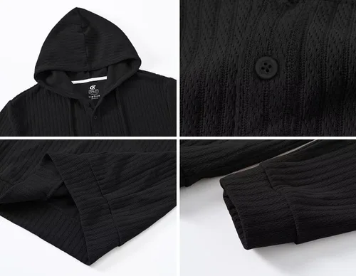 Vista 3 de Tyhengta Sudaderas con capucha Henley para hombre
