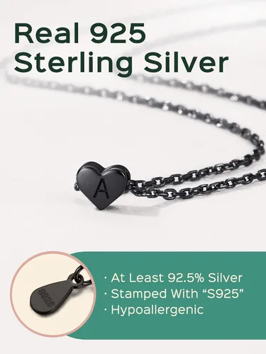 Vista 4 de ChicSilver Collares con inicial en forma de corazón de plata de ley 925 para mujer - Collar delicado con colgante de corazón personalizado y letra
