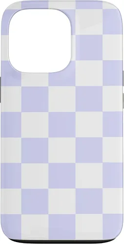 Vista 10 de Funda blanca moderna con patrón de cuadros para iPhone 16 lavanda y morado