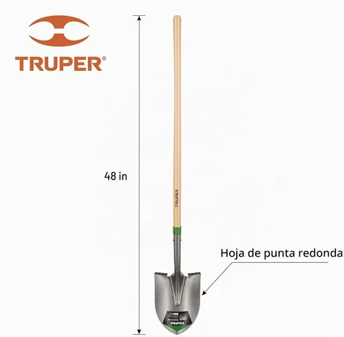 Vista 2 de Truper 33037 Tru Tough Pala de punta redonda con mango de fresno norteamericano de 48