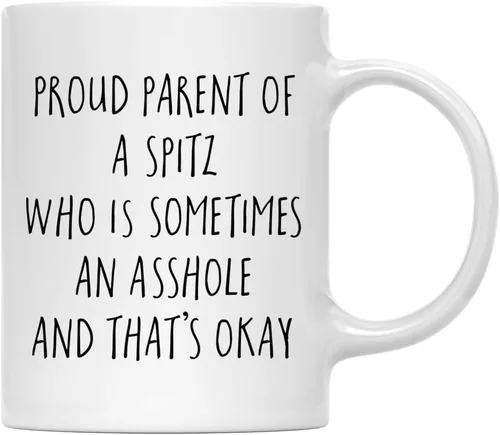 Vista 113 de Andaz Press Funny Dog - Taza de café de 11 onzas, regalo de broma, orgulloso padre de un afenpinscher que es a veces un gilipollas y eso está bien