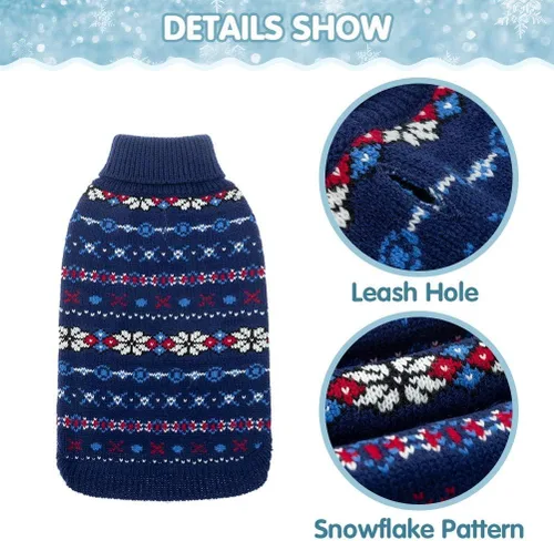 Vista 3 de BINGPET Suéter para Perro - Ropa Navideña de Invierno Cálida para Perros - Suéter de Cuello de Tortuga para Perros Pequeños, Medianos y Grandes