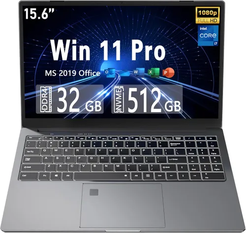Vista 10 de 15.6" diseño de metal 12th Core i5-12450H (hasta 4.4GHz) 16GB RAM 512GB NVMe SSD portátil de alto rendimiento, FHD/WiFi
