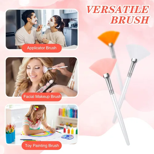Vista 6 de 48 cepillos de abanico para aplicadores faciales, multiusos, para maquillaje, máscara facial, aplicador de cepillo suave para mujeres y niñas