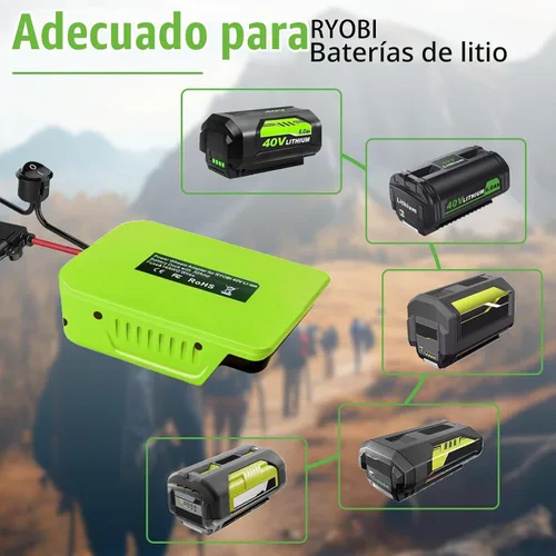 Vista 2 de TPDL Adaptador de bricolaje para rueda eléctrica Ryobi 40 V Base de batería Conector de alimentación Cable Robótica Cable calibre 14, con fusible e