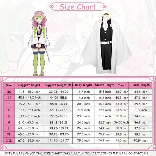 Vista 6 de Cosplay Costume Kanroji Mitsuri Anime Cosplay Costume Outfits Cape Christmas Halloween Uniform for Kids and Women