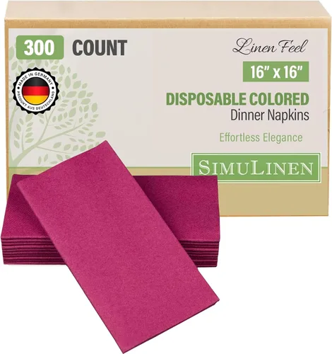 Vista 24 de SimuLinen Servilletas de Papel Desechables con Sensación de Lino Rosa Antiguo Rosa Empolvado – Servilletas de Cena de Boda Tipo Tela, Papel de Lujo