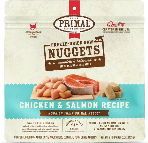 Vista 10 de Primal Nuggets de Alimento Crudo Liofilizado para Gatos de Res y Salmón, Comida Completa y Equilibrada o Topper, Premium, Saludable, Sin Granos