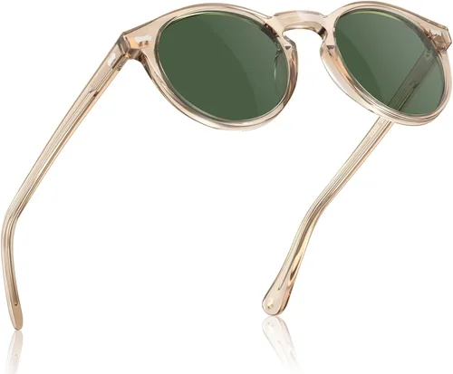 Vista 11 de CARFIA Gafas de sol polarizadas para mujeres con protección UV, marco de acetato para cara pequeña CA5288 A: Marco negro lente gris