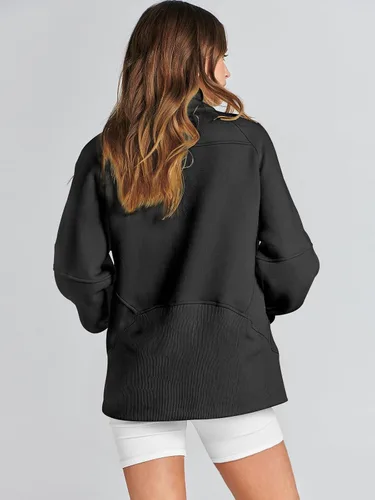 Vista 7 de Caracilia Sudaderas de gran tamaño para mujer, de manga larga, con cremallera, a la moda, a la moda, chamarras, ropa cómoda