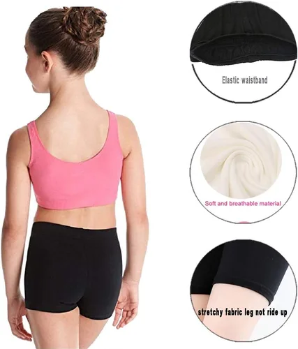 Vista 4 de Pantalones cortos de baile para debajo del vestido, paquete de 6 pantalones cortos de ciclismo para niñas, pantalones cortos negros debajo