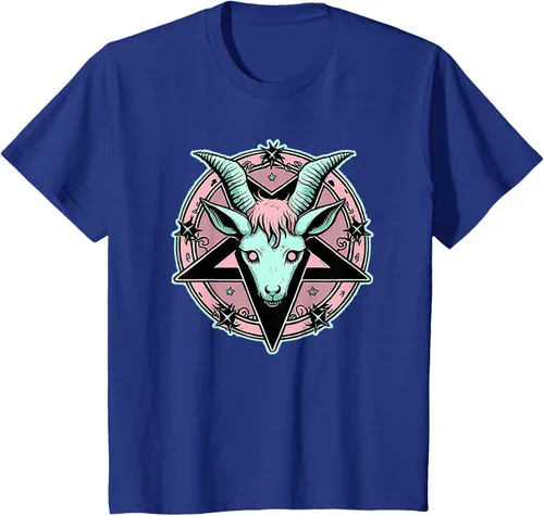 Vista 35 de Camiseta Kawaii Paste Creepy Goat Pentacle, Negro