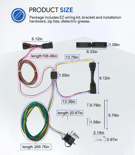 Vista 7 de Repuesto para cableado de luz Blue Ox EZ BX88368 - Kit de arnés de cableado de remolque para Jeep Willys 2021-2025 Wrangler JL 2018-2025 y Gladiator