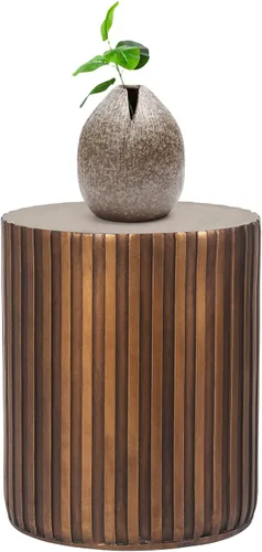 Vista 9 de Adeco Taburete de hormigón, mesa auxiliar de patio, mesa auxiliar decorativa para jardín, mesitas de noche, soporte para plantas, mesa de centro