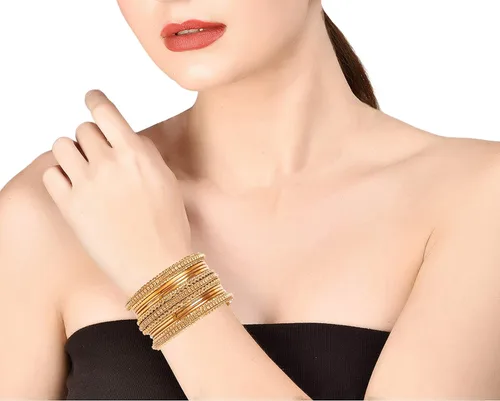 Vista 2 de Touchstone Pulsera india de Bollywood Kundan con aspecto de Kundan grabado a mano, malla de metal pelado, alambres trenzados, diamantes