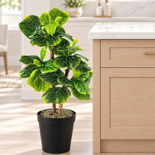 Vista 16 de LCG Florals - Árbol artificial de higuera de hoja de violín de 3.2 pies - Tronco de madera real, preensamblado, sin mantenimiento, planta artificial