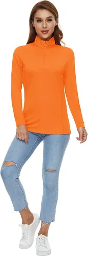 Vista 7 de CRYSULLY Camisas de manga larga para mujer, protección solar, cremallera de 14, de verano, de secado rápido