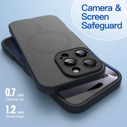 Vista 6 de JETech Funda magnética mate para iPhone 16 Pro, titanio negro Compatible con MagSafe, cubierta de TPU suave translúcida esmerilada, antiamarilleo