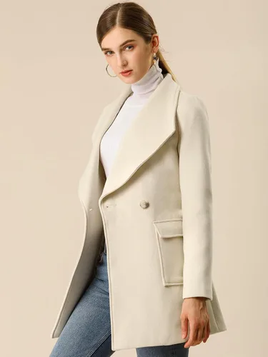 Vista 4 de Allegra K - Abrigo de invierno con cinturón y bolsillos para mujer