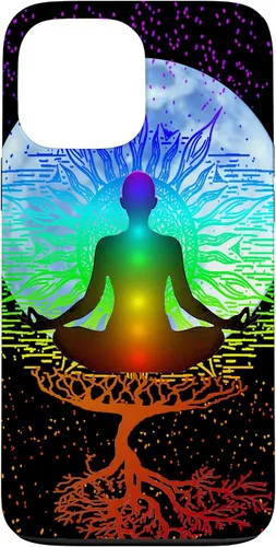 Vista 24 de Funda para iPhone 17 con diseño de árbol de la vida con diseño de luna y meditación