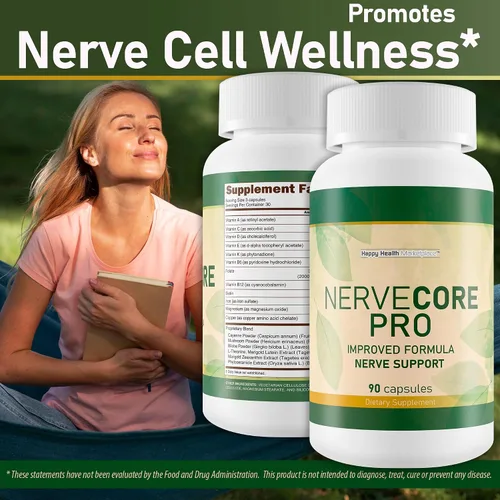 Vista 5 de Nerve Core Pro - Nuestro mejor suplemento de reparación de nervios de melena de león con vitamina B12 - Suplemento de reparación de daños