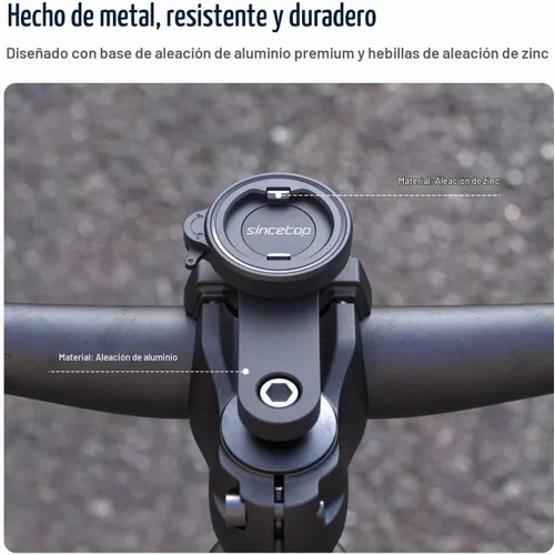Vista 8 de sincetop Soporte universal de teléfono para bicicleta, soporte de teléfono con tapa de vástago de aluminio para bicicletas de montaña y carretera