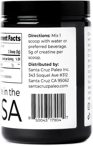 Vista 6 de Santa Cruz Paleo, Polvo de Monohidrato de Creatina Micronizado, Suplemento Sin Sabor para Pre Entrenamiento y Apoyo Muscular, Libre de Gluten Keto