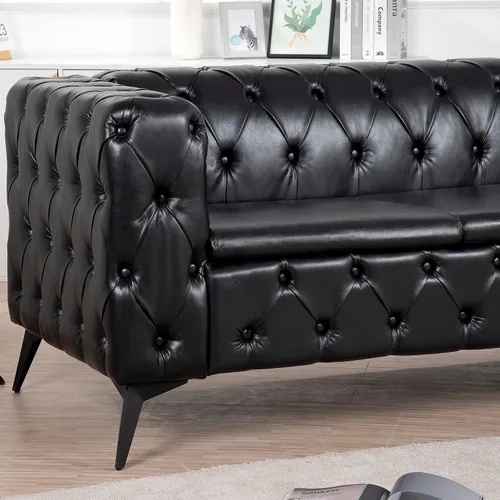 Vista 5 de KEVINSPACE - Sofá de 3 plazas de 84.06" para sala de estar, sofá Chesterfield moderno, mueble de tres asientos, sofá Chesterfield clásico con 84.06