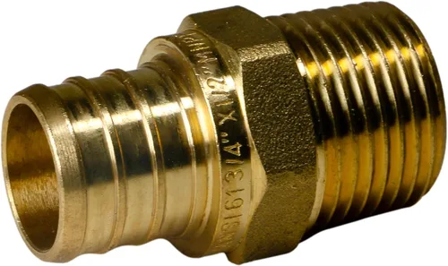 Vista 2 de Adaptador roscado NPT macho de 3/4" de 3/4" x 1/2" macho NPT adaptador de engarce de latón - latón, puerto completo