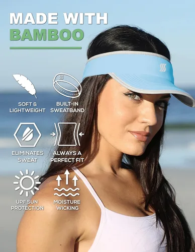 Vista 2 de SAAKA Visera deportiva para mujer. Suave, elástica, ligera y ajustable. Correr, tenis, golf y deportes.