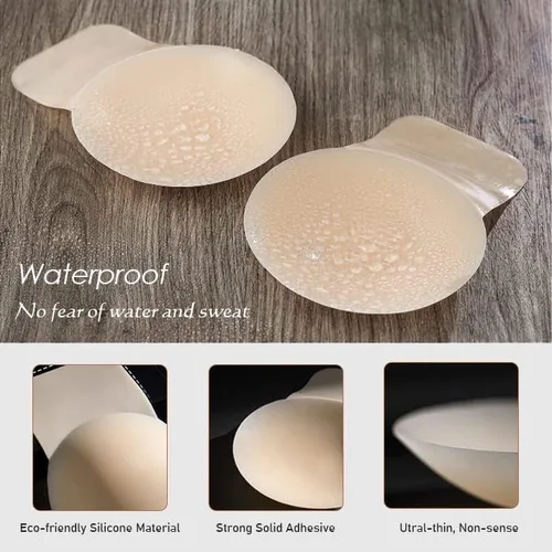 Vista 3 de Sujetador adhesivo de silicona con levantamiento añadido para pezones invisible, sin tirantes, brasier adhesivo, pétalos, levantamiento de senos
