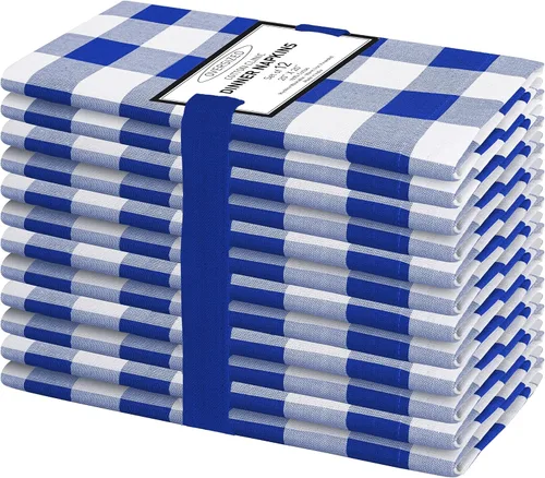 Vista 23 de Cotton Clinic Servilletas de tela 100% algodón, grandes, 20 x 20 pulgadas, juego de 4 servilletas de mesa a cuadros a cuadros – Servilletas de mesa